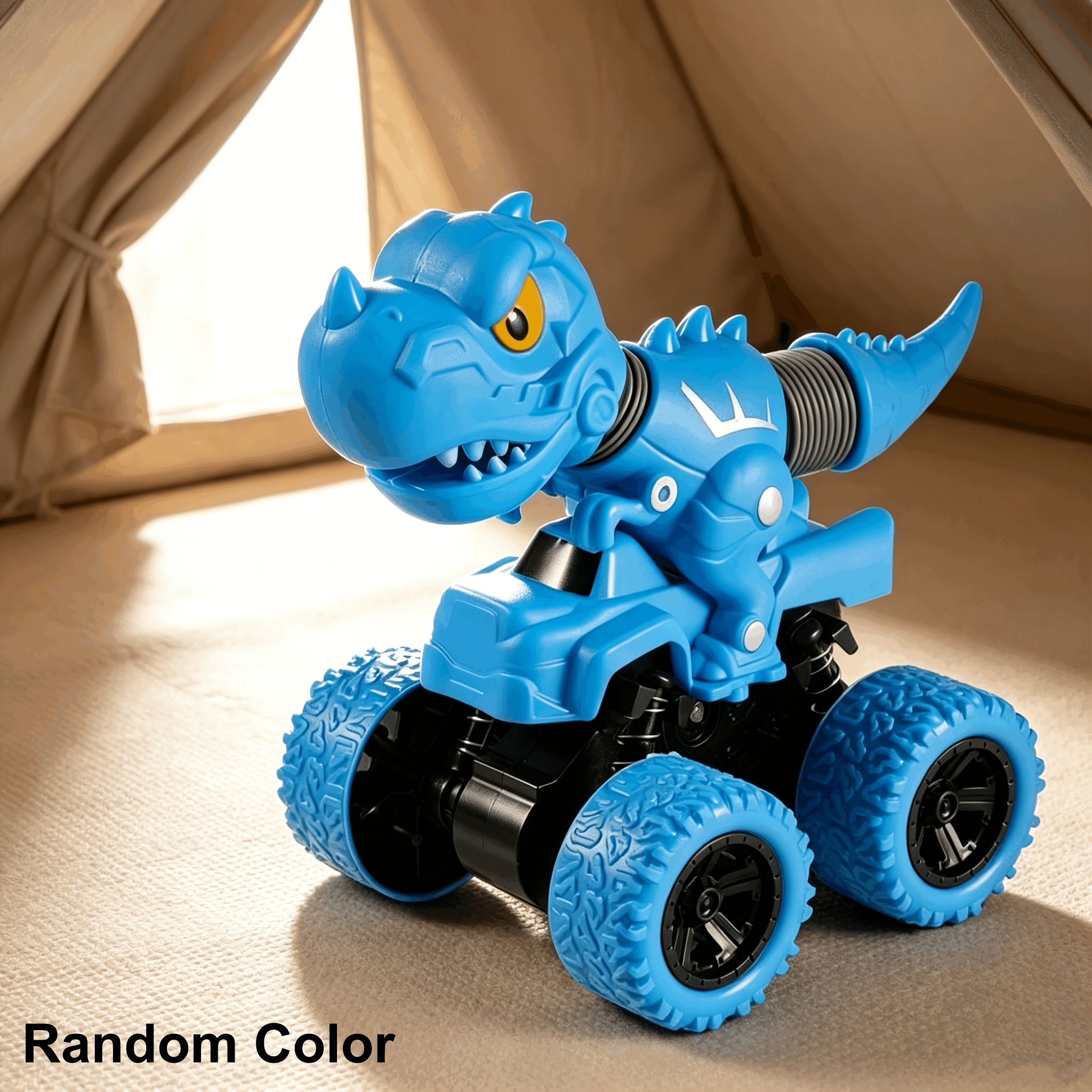 TEMU Pop Tubes Dinosaur Monster Trucks With Expandable Bellows Neck And Tail Friction Powered Gliding Vehicles For Kids Children Boys Girls, Random