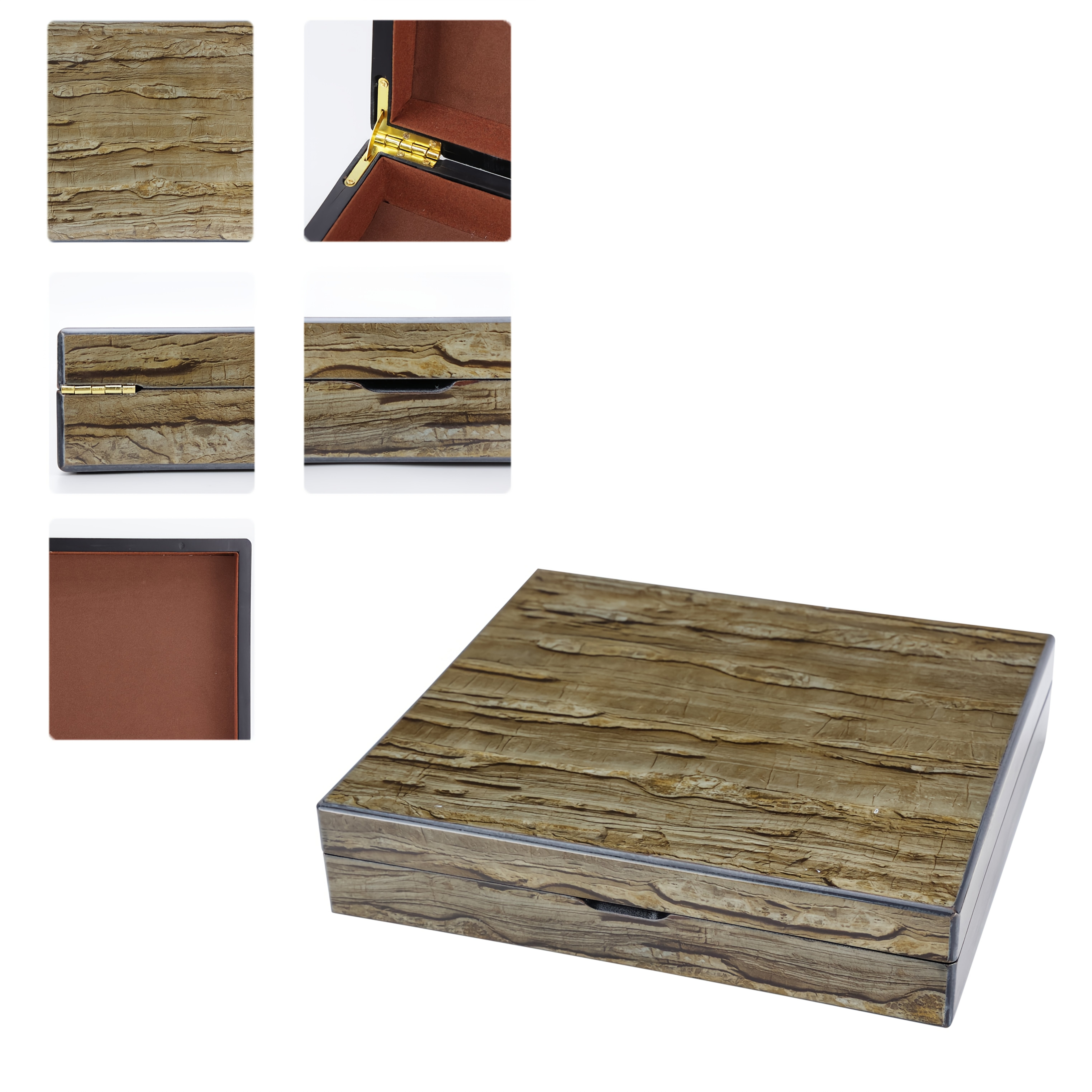 1 caja de almacenamiento de madera vintage elegante con diseño de grano de madera barnizada - Ideal para joyas, relojes y regalos para hombres y mujeres, incluye forro suave de seda, perfecta para el Día del Padre, el Día de la Madre y regalos navideños, cajas de joyas, cajas de joyas