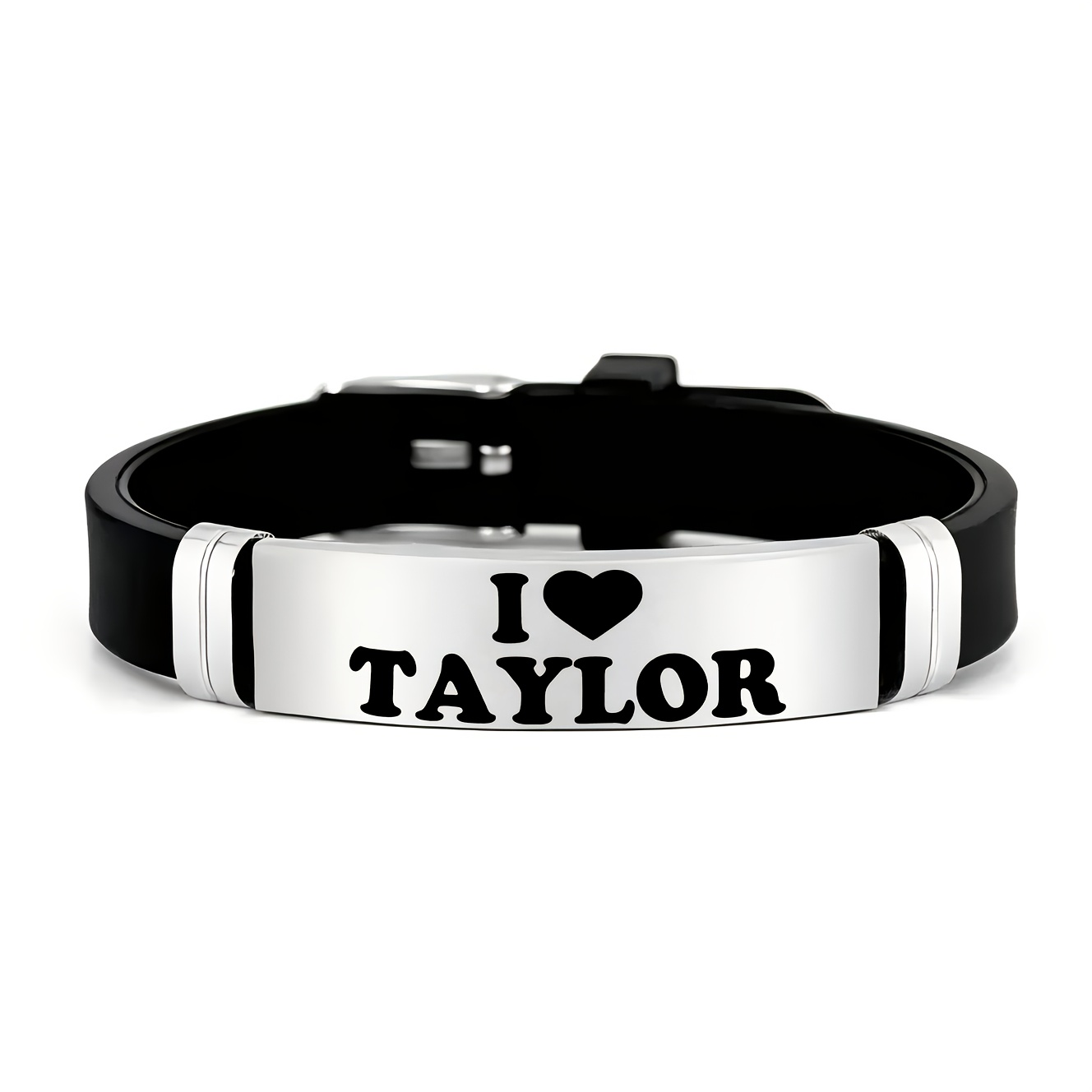 TEMU "i Love " Personalized Additions, The Perfect Bracelet For Ts Fans, Made Of Stainless Steel And Silicone, Suitable As A Gift For Who