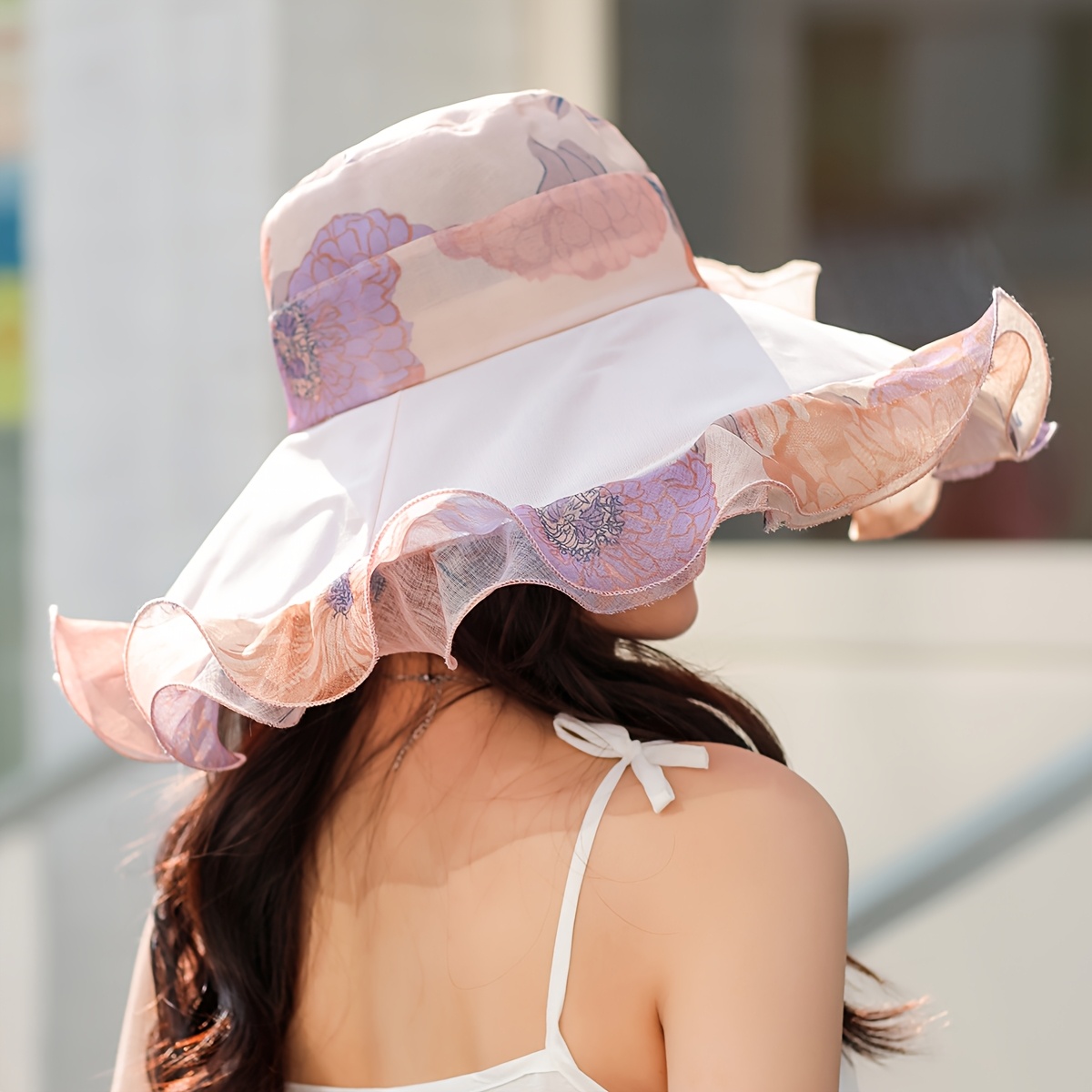 a womens wide brim made organza featuring floral - Temu display picture 2