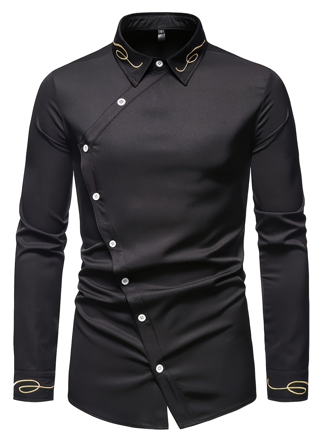 mens   long sleeve chefs uniform with golden button details comfortable polyester regular fit   attire restaurant uniform   jacket polyester fabric black 0