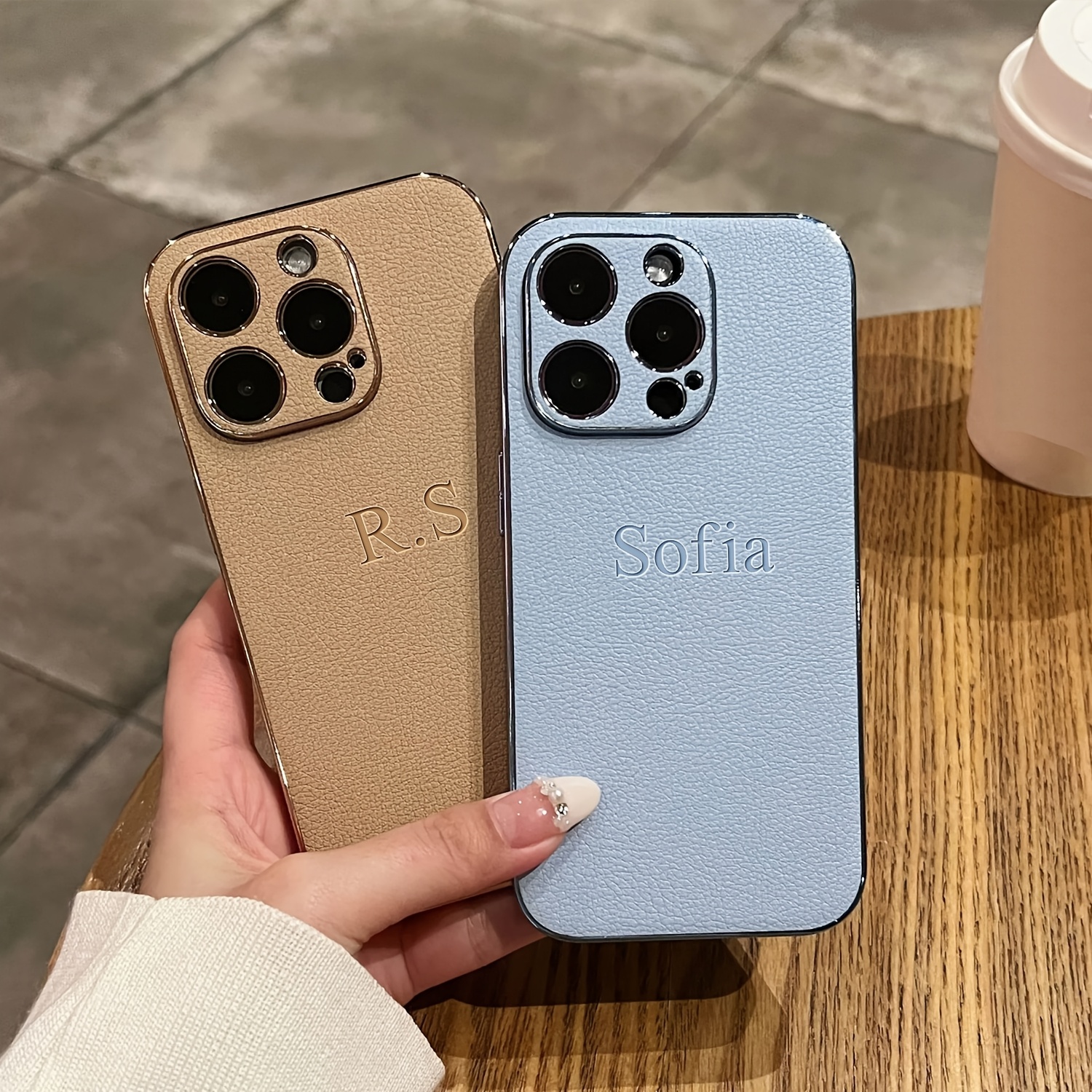 

Coque de téléphone personnalisée pour les modèles d'iPhone 11 à 16 Plus, avec des ou des personnalisés avec une 3D unique et un placage luxueux, conçue avec un motif en cuir Litchi.