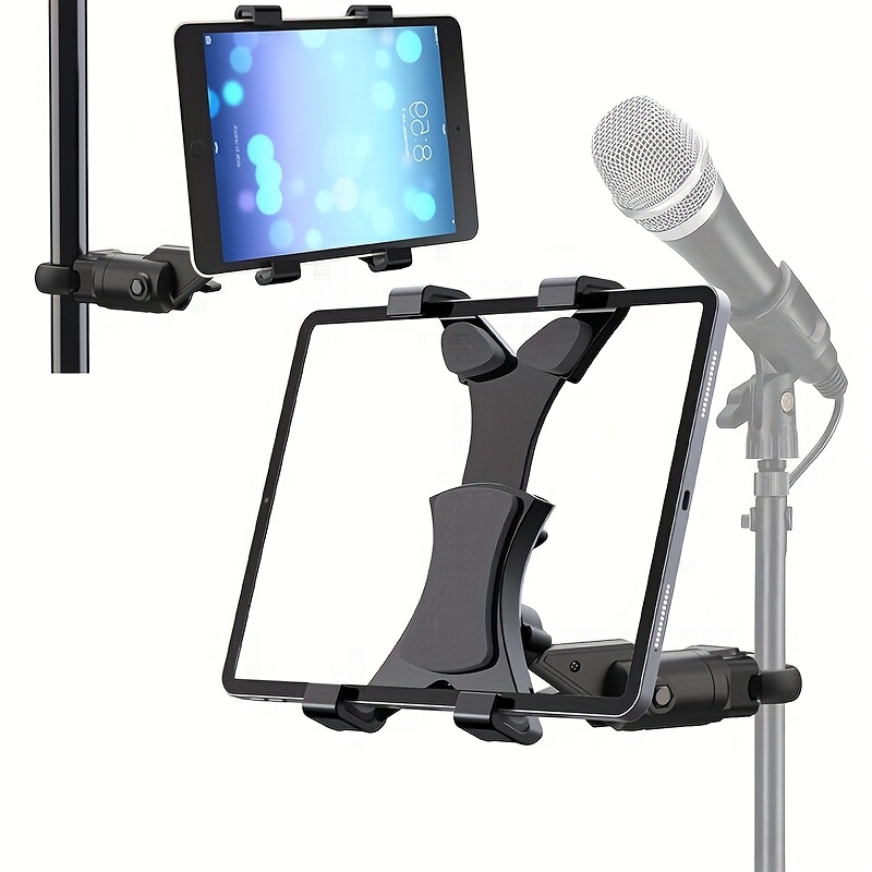 Live Streaming Tablet Holder, Suitable for Microphone, Rail and Handlebar Mounts, Music Stand Tablet Holder, Compatible with 13-Inch Large Tablets