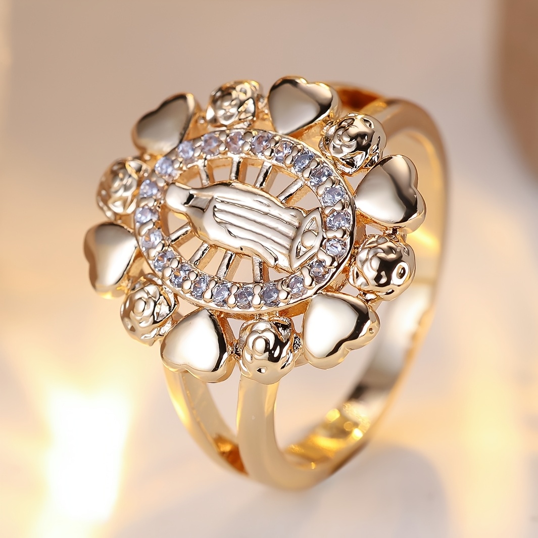 Women's Heart-Edge Synthetic Zircon Ring, Fashionable