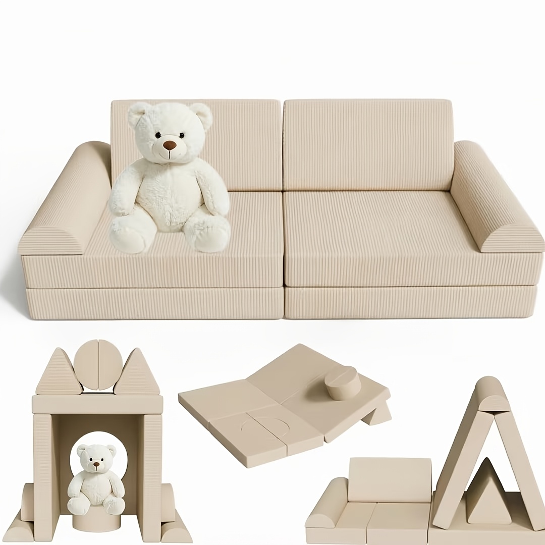 15pcs , Corduroy Sofa, Foldable Foam Sofa, Combinable Soft Sofa Bed, Living Room, Bedroom, Cuddly Cord