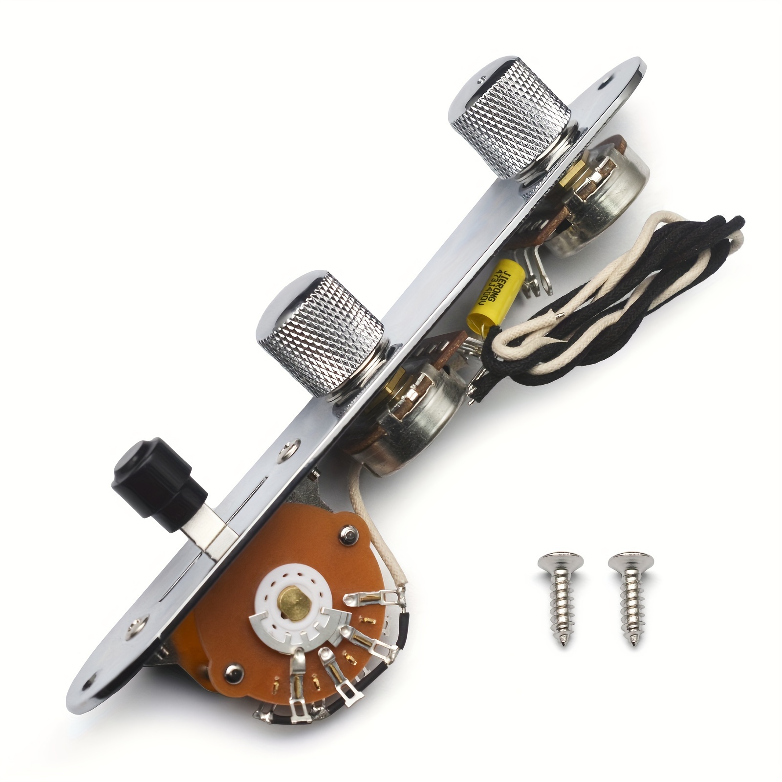 [1pc Vintage Guitar Control Plate] 1pc Vintage-Style 3-Way Switch Guitar Control Plate | Alloy, 500K Potentiometers, Blade Switch, Waxed Cloth Wiring Harness | Compatible with Telecaster