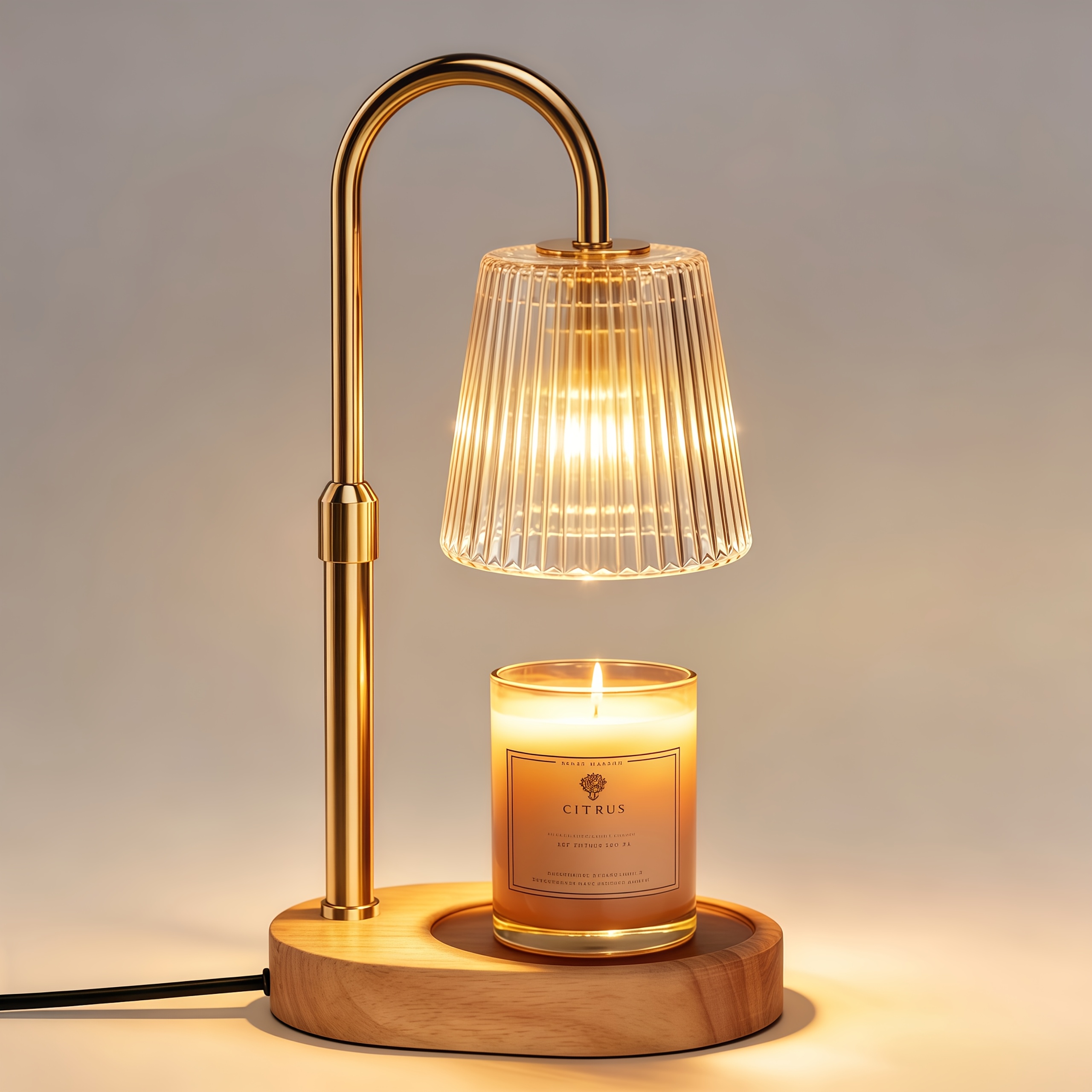 TEMU Bamboo Hat Shade Candle Lamp, Flameless Scented Wax Melter With Wood Base, Dimmable Lamp For Bedroom Living Room Home Decor (bulb Not Included)