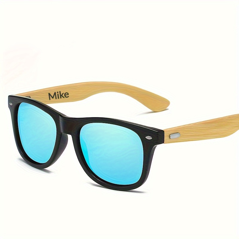 

Custom Text Wooden Fashion Glasses Personalized Natural Bamboo Retro Sun Shades Birthday Travelling Gift For Women Men