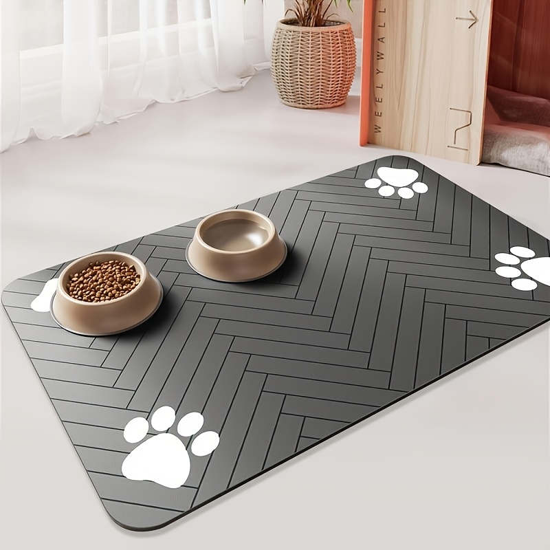 geometric paw print dog food mat non slip quick absorbing pet bowl mat rectangular design suitable for small to medium dogs durable pet accessory Product details 0