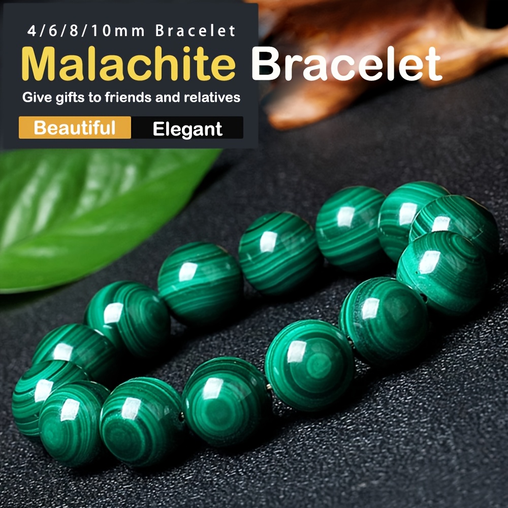 

Bracelet Artisanal en Perles de Malachite - Chic, avec Pierre de de Décembre - Cadeau pour Elle