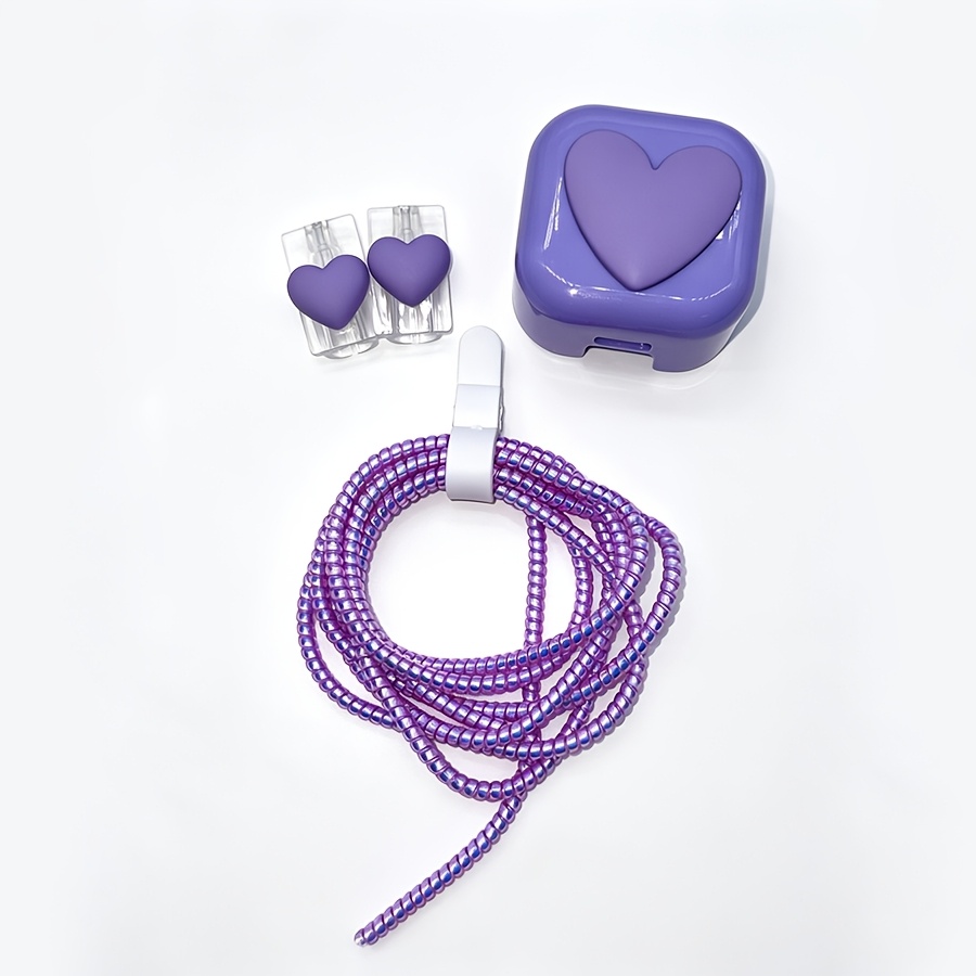 TEMU Set da 5 pezzi di coperture protettive a forma di cuore per testina di ricarica, adatte per caricabatterie Apple 20W standard UK e copertura per