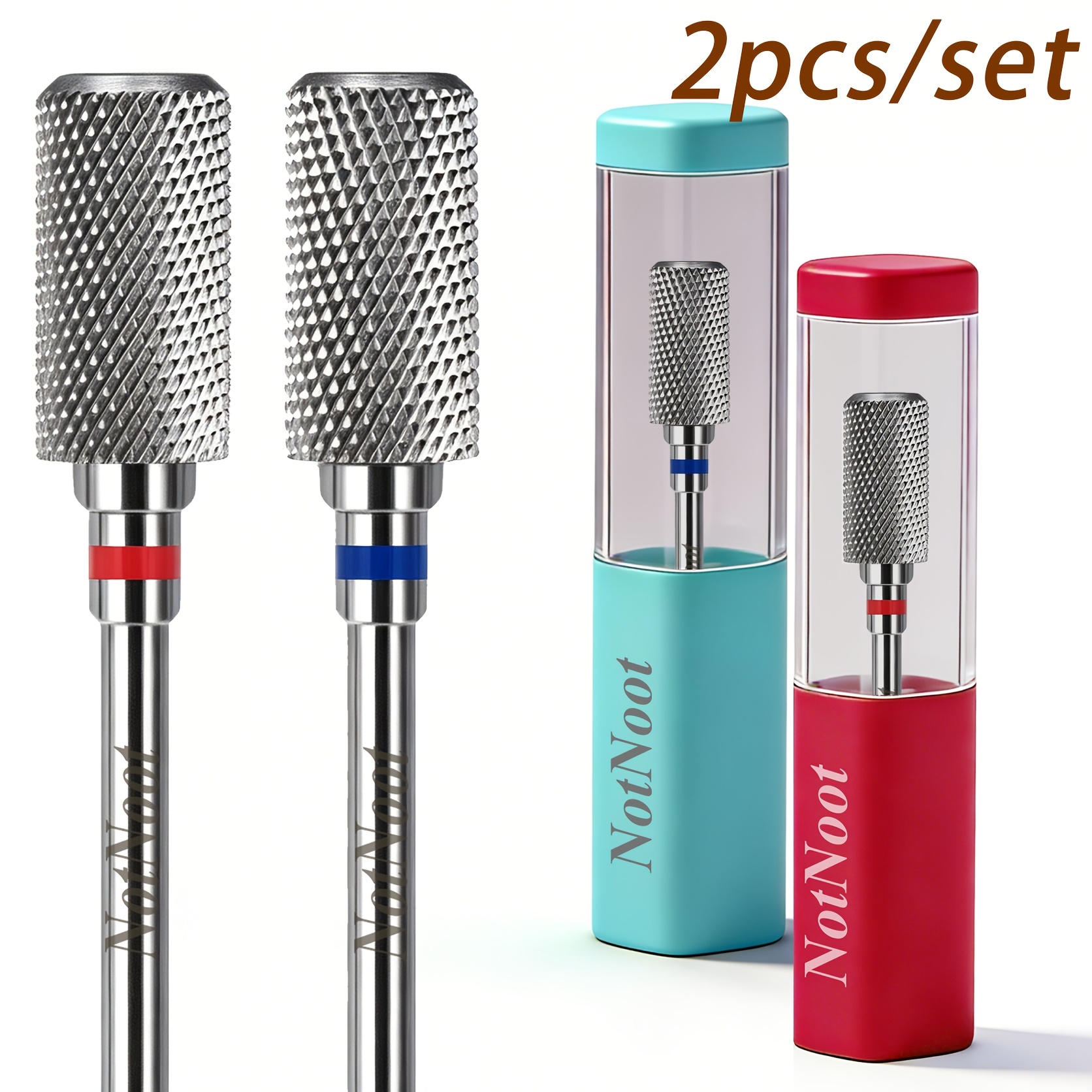 Image of 2pcs Nail Drill Bits 3/32'' - Safe Smooth Stop Large Carbide Bit For Flawless, High-shine End, & Perfect Nail Enhancements, Nail Art Pedicure Manicure Salon & Home