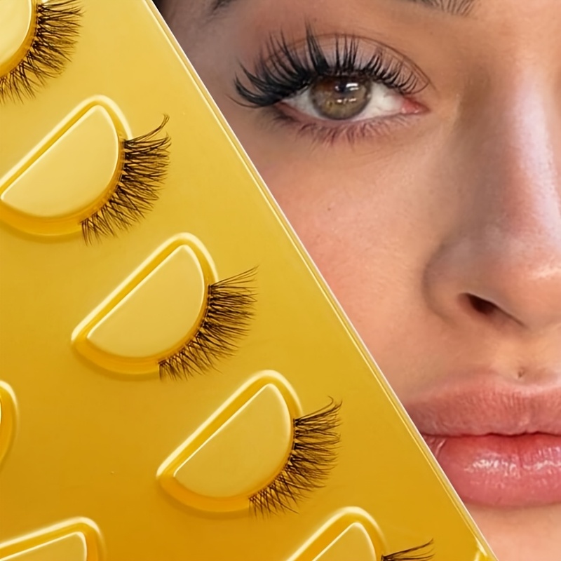 5 Pairs Natural Cat Eye False Eyelashes - 6-9mm & 10-12mm Short Thin Half Lashes With Clear Band, , Soft Lightweight Fragrance-free Lashes For Daily Use & Special Occasions