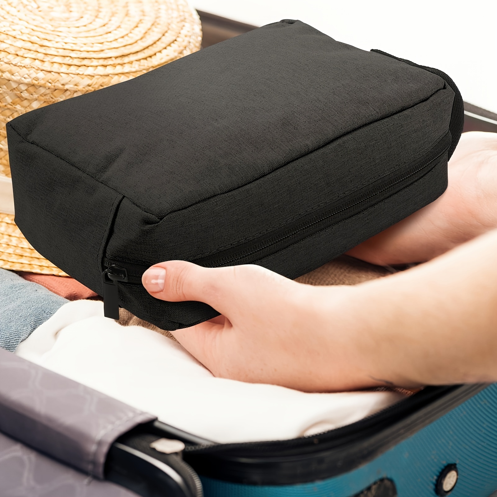 Reise-Kulturbeutel, Tasche für Toilettenartikel und Zubehör, Faltbare  Aufbewahrungstaschen mit Trennwand und Griff für Kosmetikpinselwerkzeuge