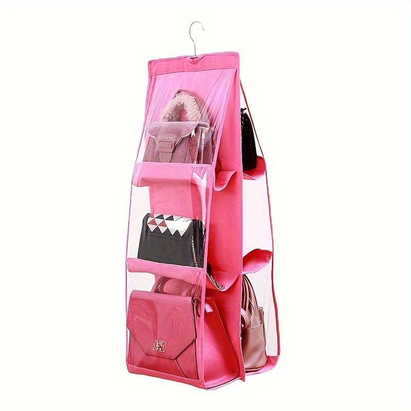 TEMU Sac de rangement suspendu pour sacs, fabriqué en tissu non tissé, anti-poussière, organisateur multi-couches pour une utilisation domestique.