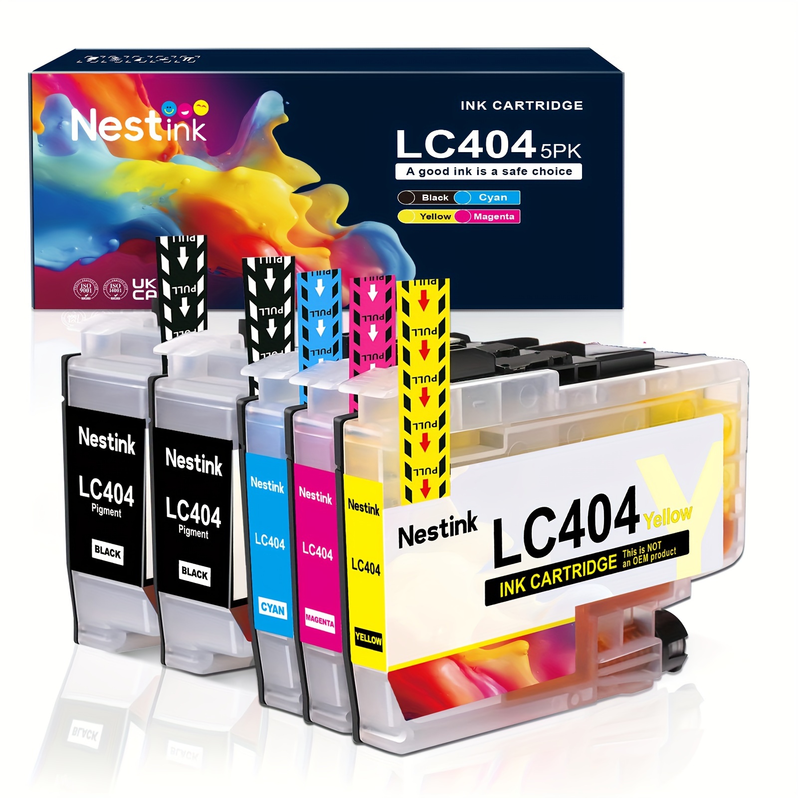 

5 Pack Compatible Ink Cartridges Replacement For Brother Lc 404 Lc-404 Lc404bk To Use With Mfc-j1205w Mfc-j1215w (5 Pack, 2 Black 1 1 Yellow)