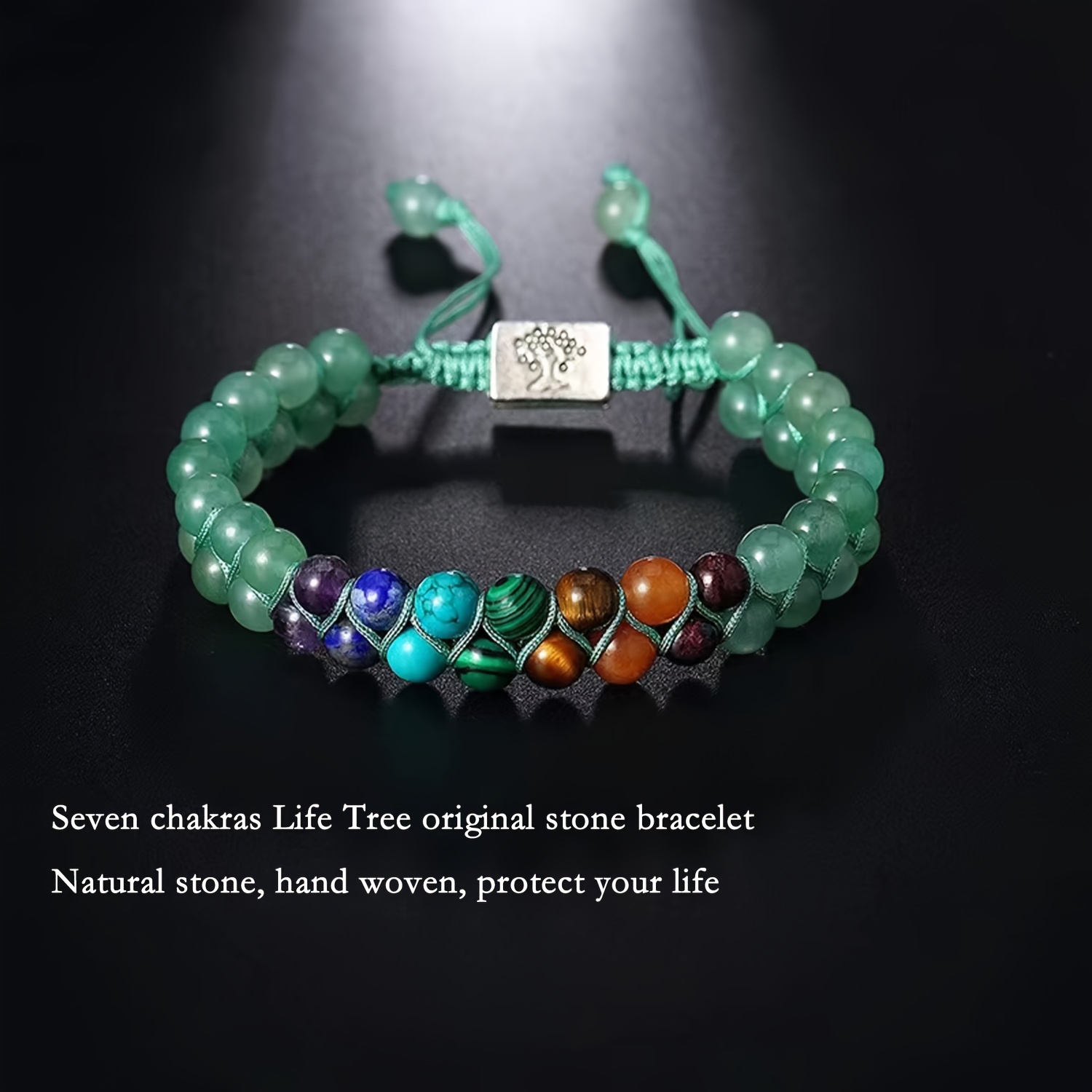 Elegant 7 Chakra Yoga Meditation Bracelet - Double Layer Natural Gemstone Beads, Tiger Eye & Obsidian Crystals for Anxiety Relief and Good Luck details 4