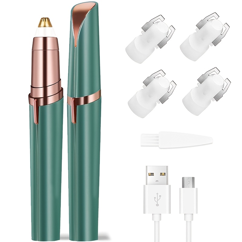 TEMU Recortador Eléctrico Portátil para Cejas y Bikini, 5 Cuchillas, Lápiz de Cejas para Mujeres, Encendido con un , Recargable por USB, Depilación