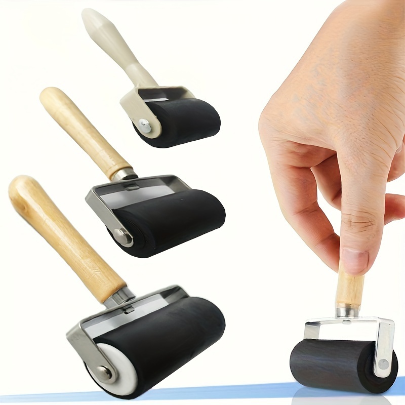 

3pcs Rubber Roller Brayer Rollers, Art Craft Roller For Print, Ink, Stamping Tools, Printmaking Tool Drum Rubbing Ink Roller Wooden Handle Art Roller