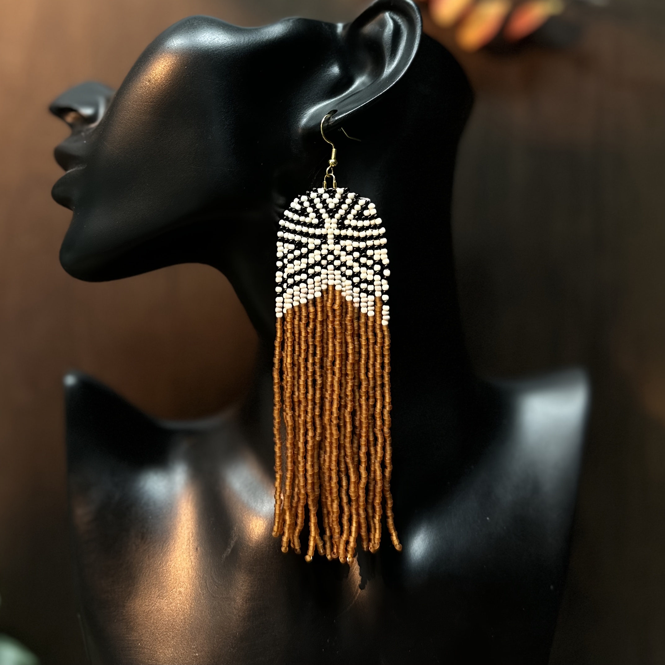 Women's Colorful Gradient Handmade Long Tassel Earrings