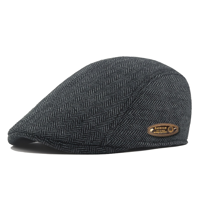 TEMU Men's Autumn New Fashionable Bud Hat, Outdoor Casual Lightweight Breathable Front Hat, Middle-aged And Elderly Duckbill Hat, Striped Design,