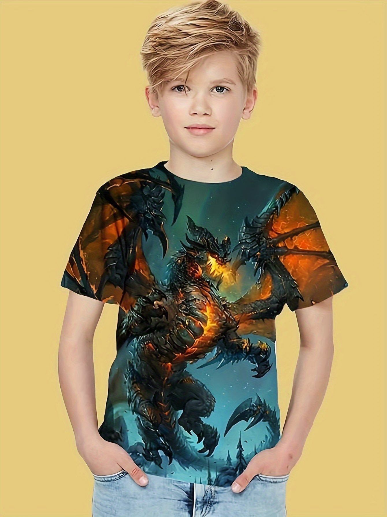 Cool 3d Digital Print Dragon Graphic T shirt Boys Perfect - Temu