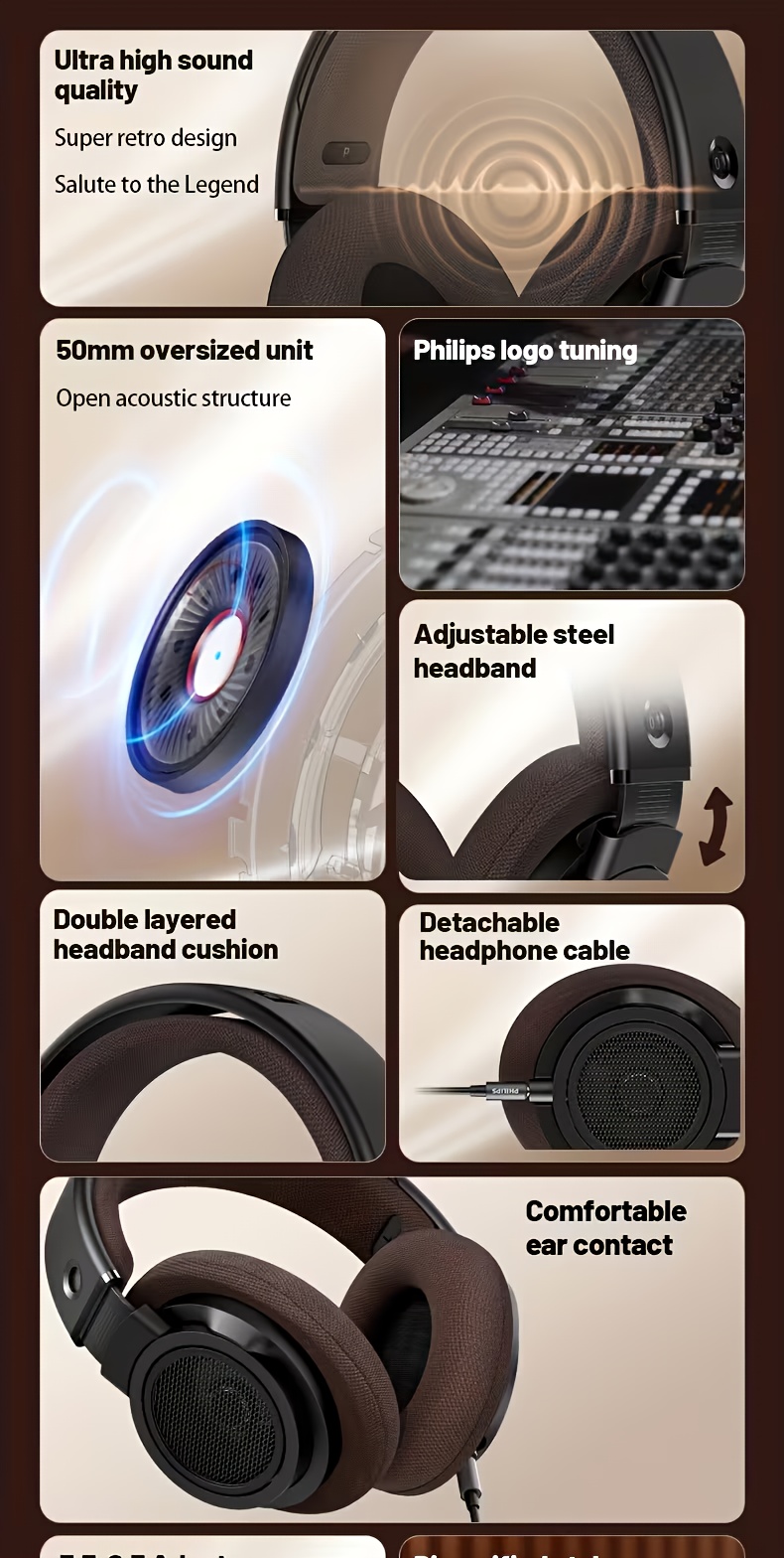 Philips Wireless Over-ear Headphones, with Noise-cancelling Function, Foldable Design, Built-in Microphone, Suitable for High-definition Audio of Music and Games - Black and White, Gaming Headphones/noise-cancelling Headphones/foldable Headphones