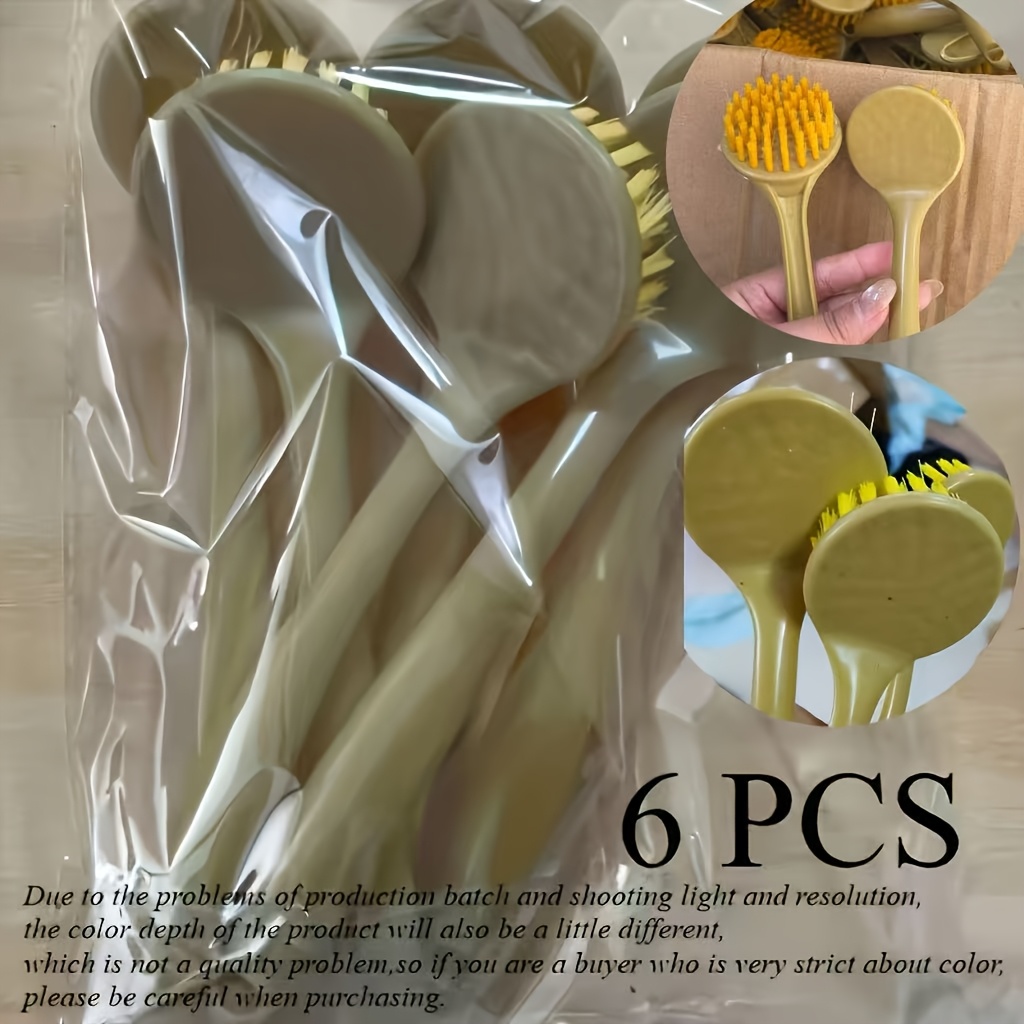 6pcs Kitchen Cleaning Dish Brush Set, Hangable Oil Long Handle Pot Scrubber And Stove Cleaning Brush