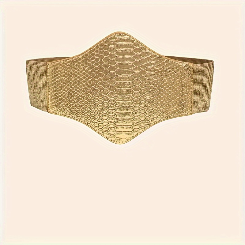 Women's Sequined Wide Belt, Solid Elastic Waist Belt