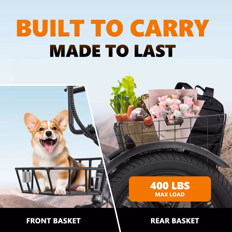 gifts festivals e three wheeled electric bicycle folding 18x3 0 wide tires long range 624wh battery Product details 4