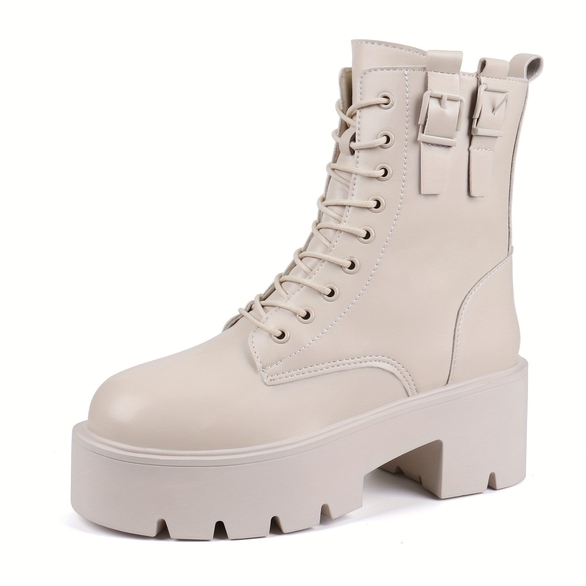 Women Boots Fashion Lace Combat Boots Temu Canada