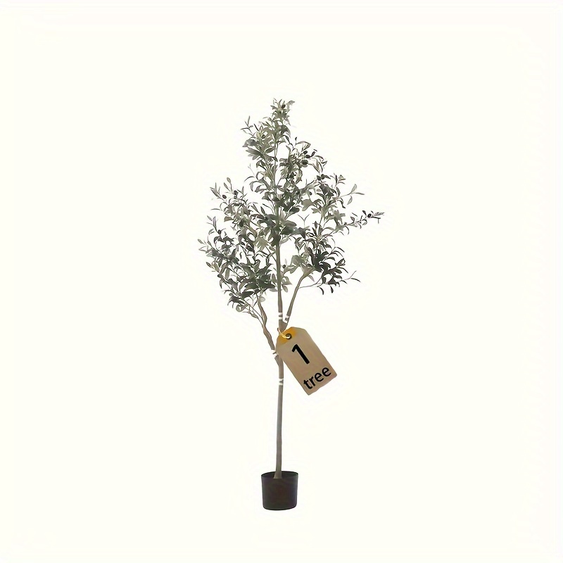 TEMU Artificial Olive Tree With Fruits, Plastic Faux Olive Plants , Lifelike Large Potted Decorative Olive Tree Branches, Maintenance-free Indoor Home Office - 1pc (