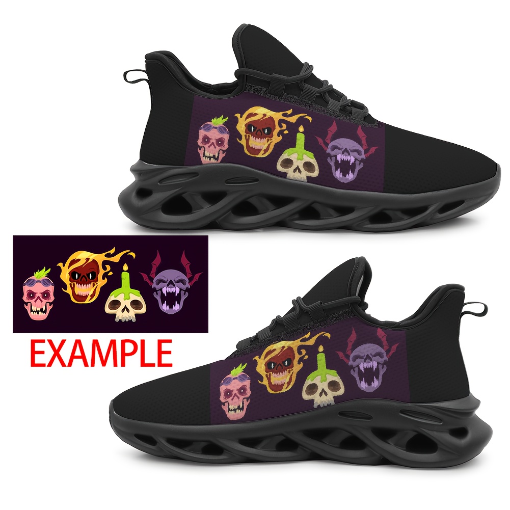 TEMU Men's Plus Size Custom Casual Sneakers, Breathable Fabric   Lightweight Cushioned Sole, Customizable With Logo, Photo, Text, Phone Number, Id,