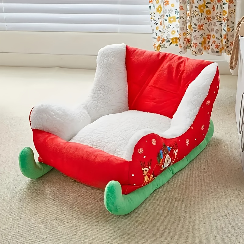 E-shop Moderner Santa-Schlitten-Katzenbett, Winter-Warmwolken-Nest für Katzen und Hunde – Das perfekte Weihnachtsgeschenk für