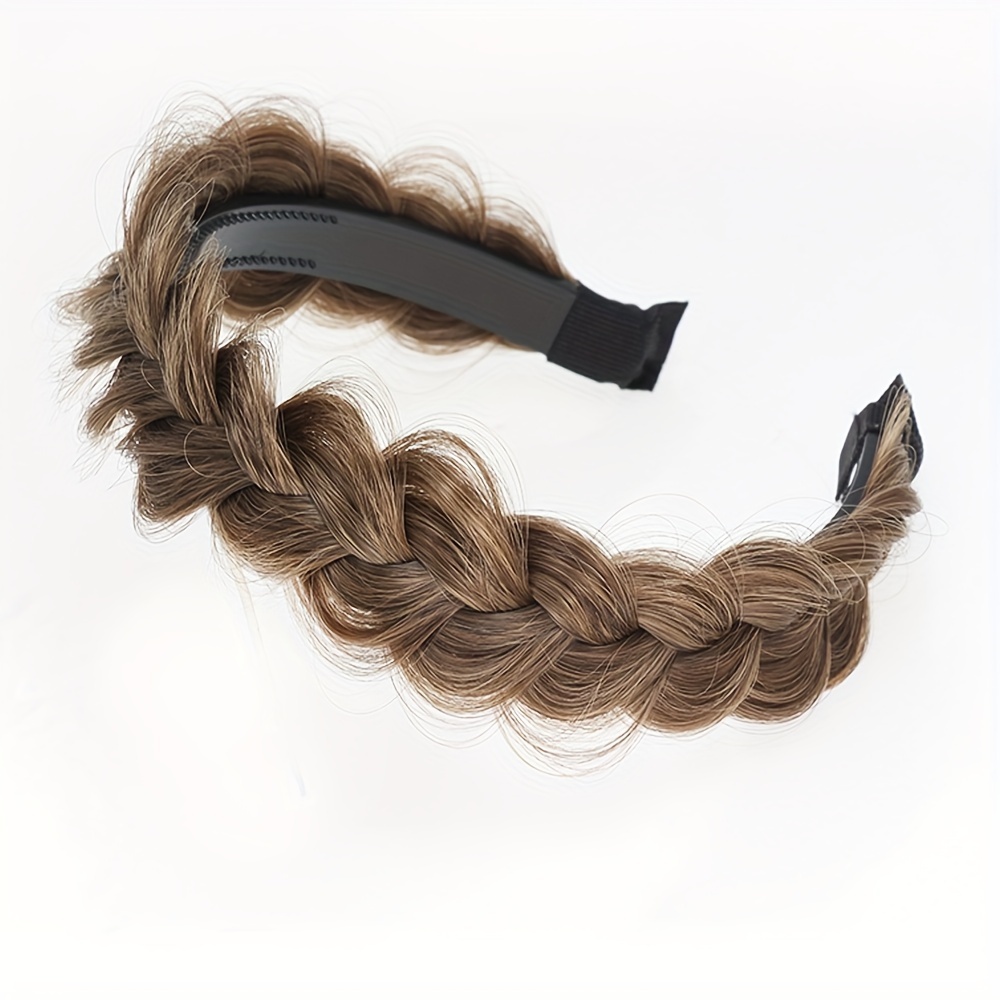 

Elegant Bohemian Style Braided Wig Headband, Non-slip Teeth Design, Hair Accessory For Women