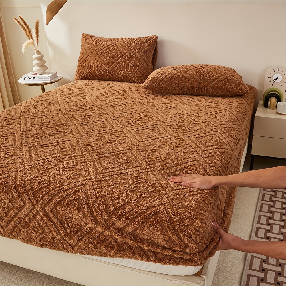 TEMU 1pc Fitted Sheet Queen King Size, Luxury Super Soft Cozy Bottom Sheet With 12" Deep Pocket, Warm Suitable For Fall Winter And Spring, No Pillowcases, Cover Mattress