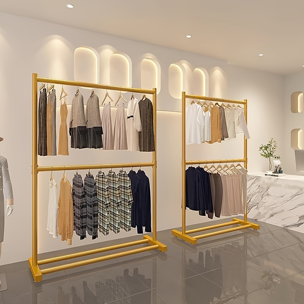 double layer clothing rack golden metal garment stand two - Temu United  Arab Emirates