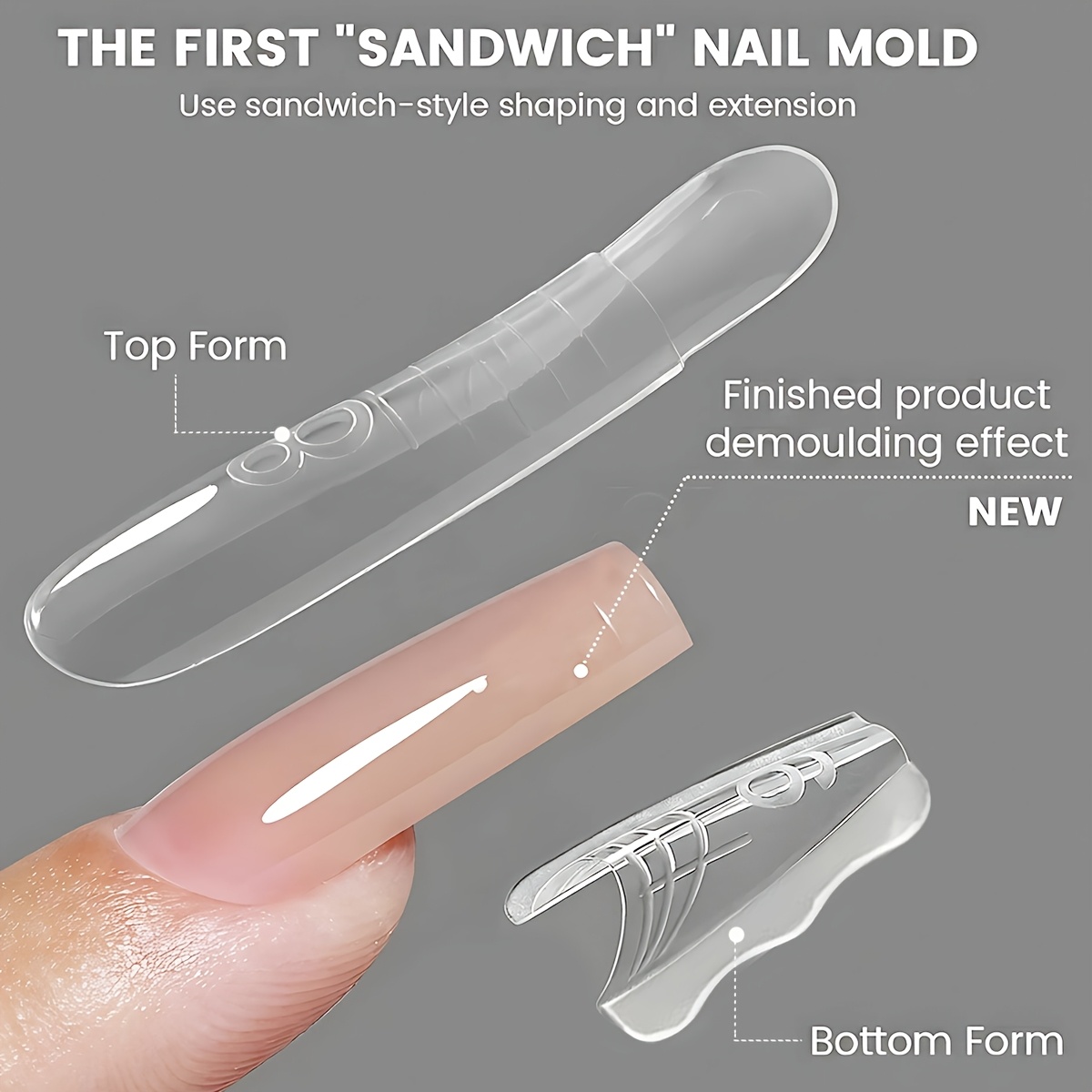 60pcs Square Sandwich Dual Nail Forms for Gel Extensions