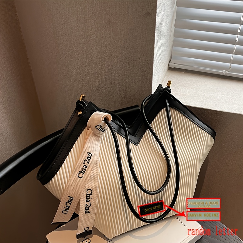 Image of Design Double Handle Bag, Suitable For , Minimalist Bag Suitable For Teenage, Female College Students, White-collar Workers, And Easy Bags, Very Suitable For Work Occasions (random Letters)