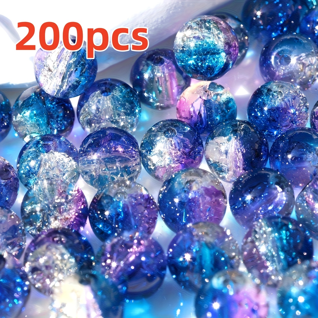TEMU 100/200pcs Perles Rondes à Trou Droit Dégradé Bleu Foncé Violet, Perles, Perles DIY pour Bracelet d', Série de Noël Perles Rondes à Trou Droit,