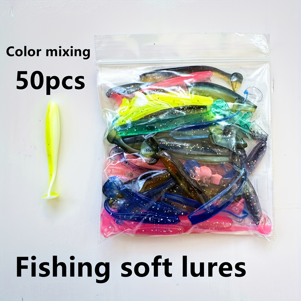 E-shop 50-100 Stück Set, 5,5 cm Realistische Kunstfisch, Schwanzköder Anti-Echtheits-Fixierung Angelzubehör, PVC Angelkunstköder, Geeignet für