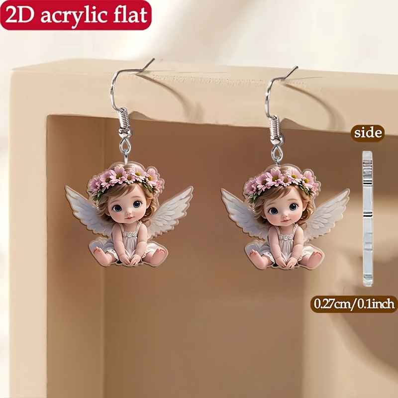 Cute Flower Fairy Design Double-Sided Acrylic Earrings