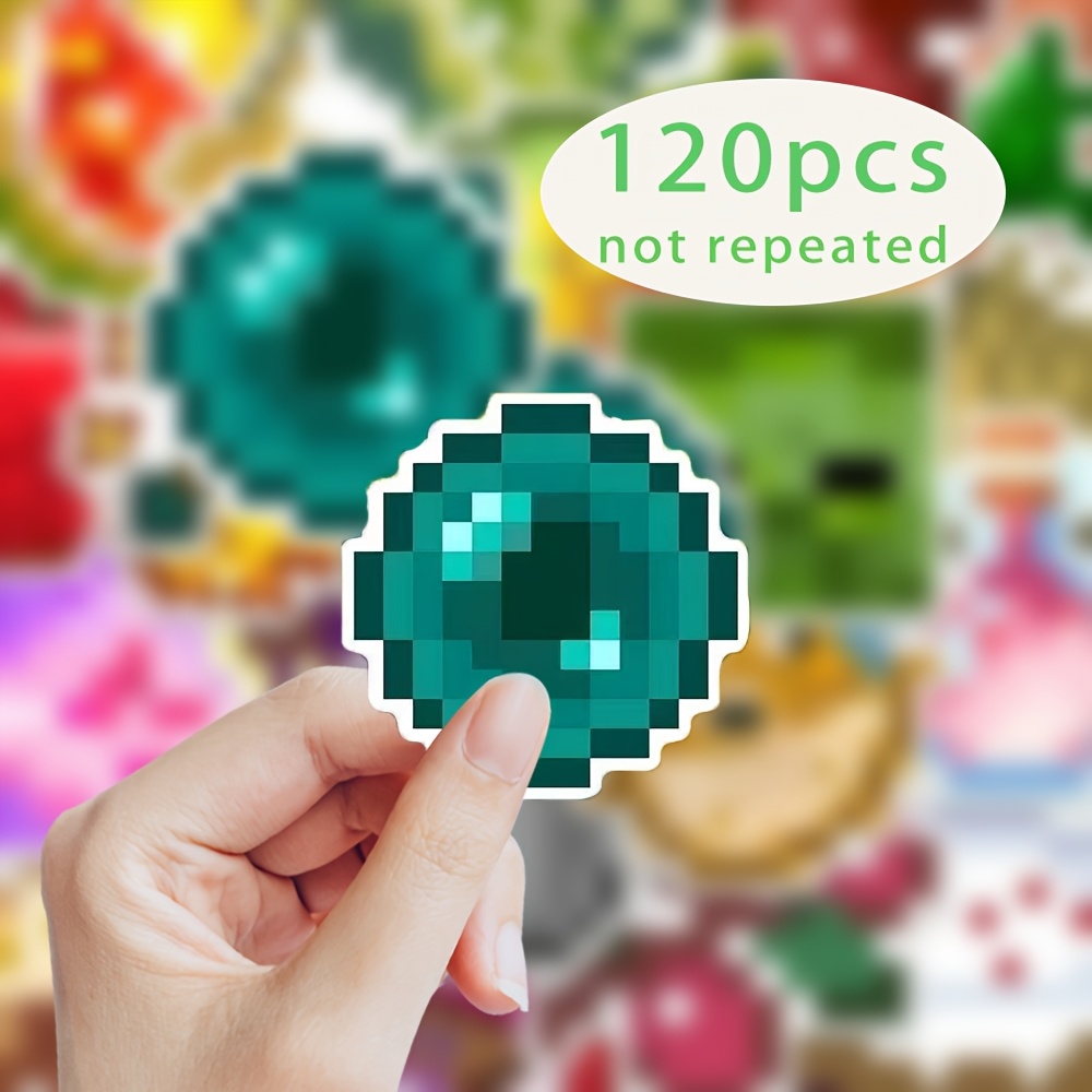 120pcs, Pixel Style Game Decoration Sticker, Pvc Material, Suitable For Water Bottles, Skateboards, Mobile Phone Case Decoration, Game Theme