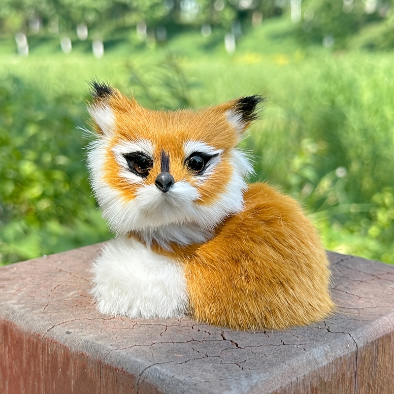 TEMU Fox Figurine, Lifelike Animal Statue, , Home Decor Ornament, Decorative Figurine For Tabletop Shelf Display, Photography Prop Holiday Gift