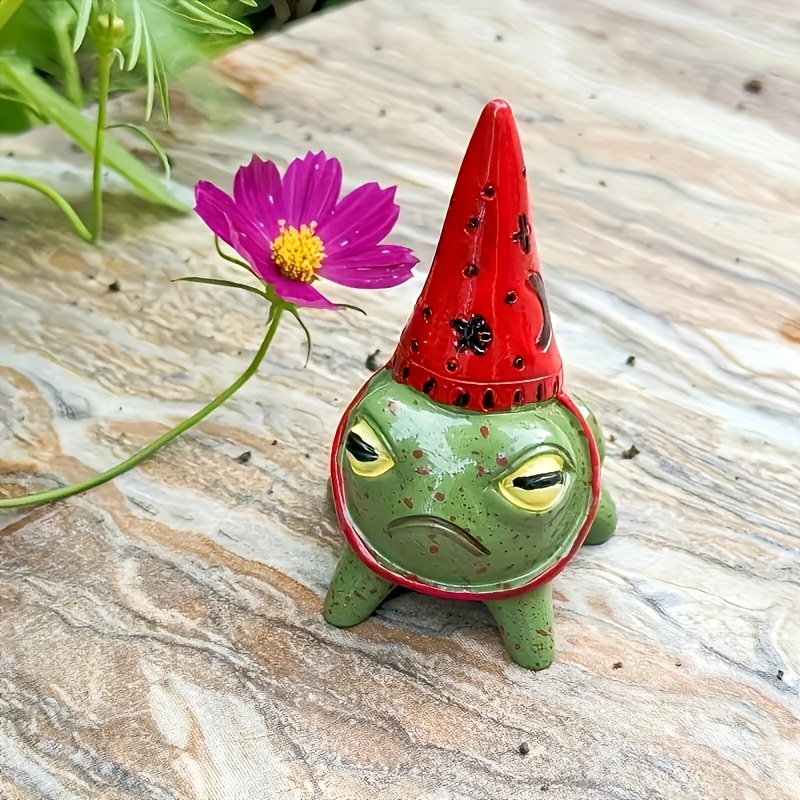 

1pc Frog Statue With Party Hat, Resin Figurine For Indoor And Outdoor Party Decorations, No Power Needed