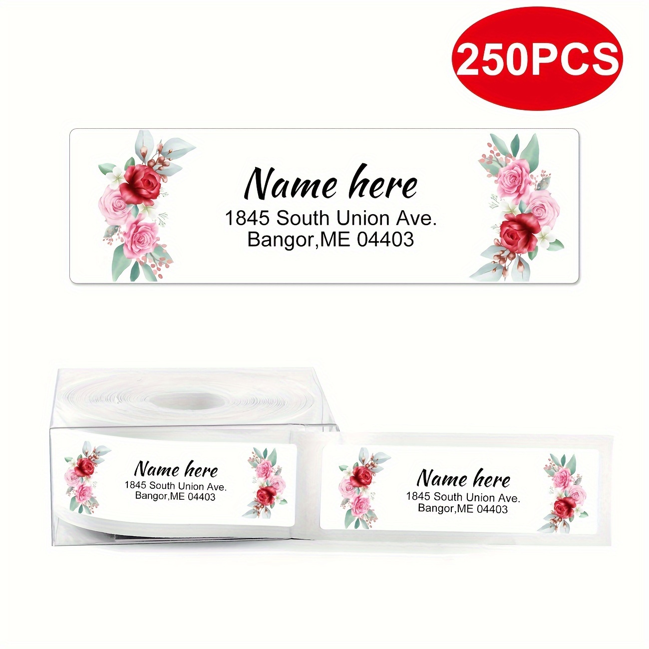 TEMU Personalized Return Address Labels - 2.5" X 0.75" - Large Self- Name Labels Adhesive Roll (60/250 Labels Per Roll) - Printed Address Labels With