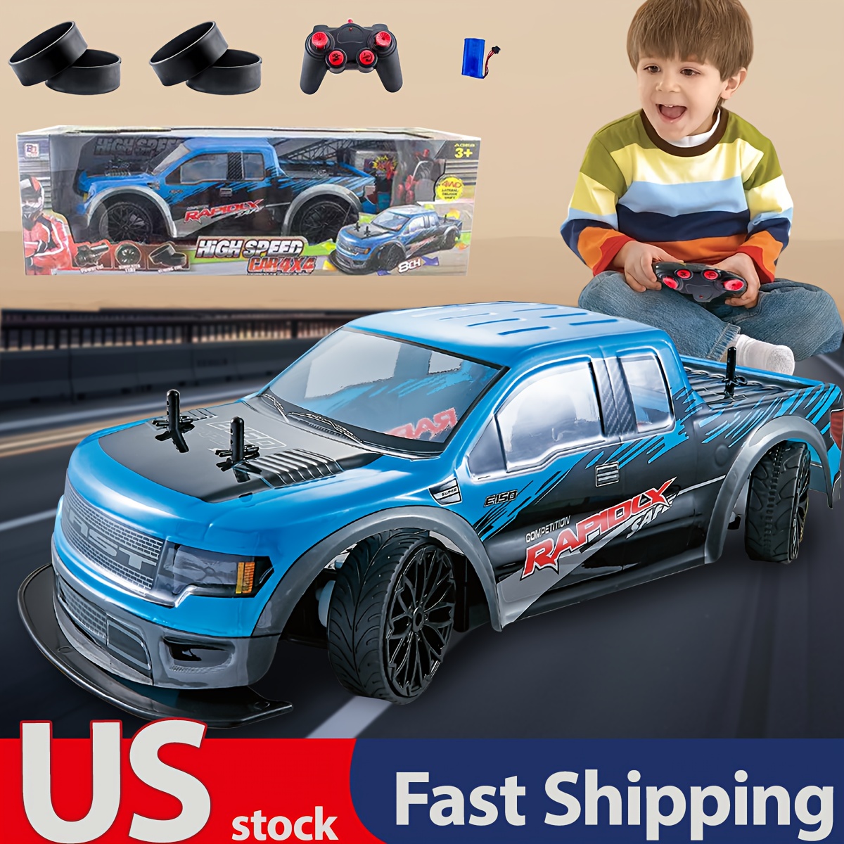 [High-speed RC Truck] High-speed RC Four-wheel Drive Drift Pickup Truck | Brushless Motor Off-road Climbing Car Suitable For Both Adults And Children A Birthday Or Christmas Gift For Friends And Children