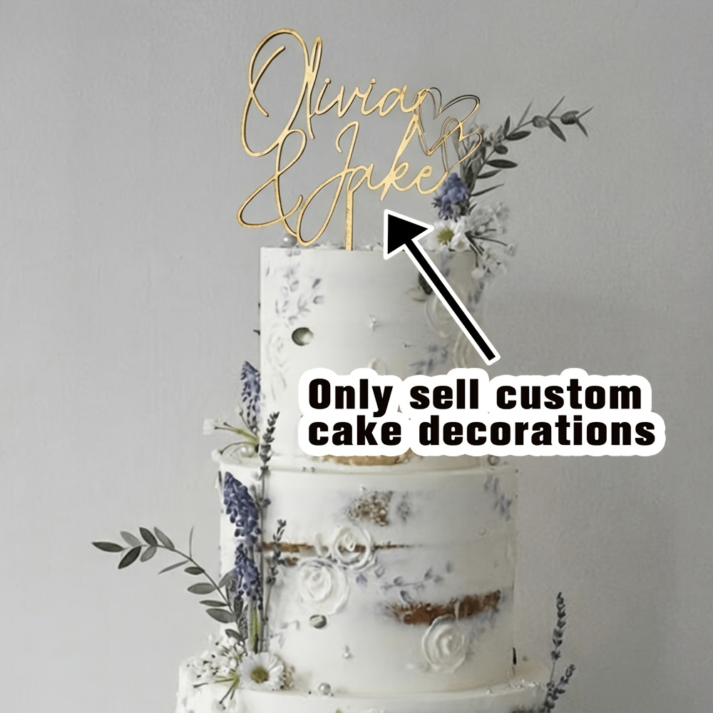 TEMU Personalized Engagement Cake Decoration, Customized Wedding Cake Decoration, Heart-shaped Design, Wedding And Anniversary Cake Gifts, For