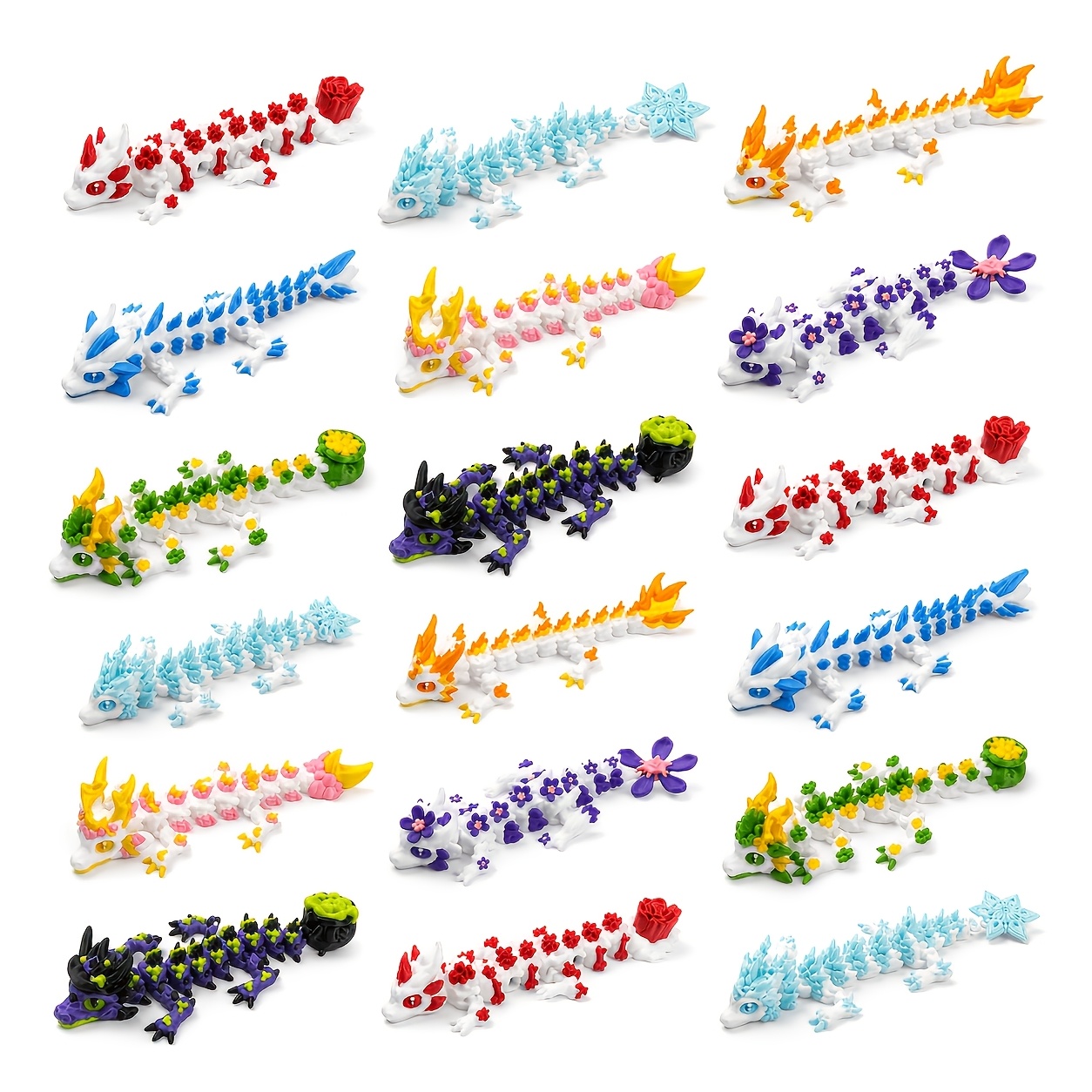 TEMU 24pcs Colorful Fantasy Mini Dragon Figurines, Mythical Creature Desktop Ornaments, Creative Festival Gift And Party Favors Set