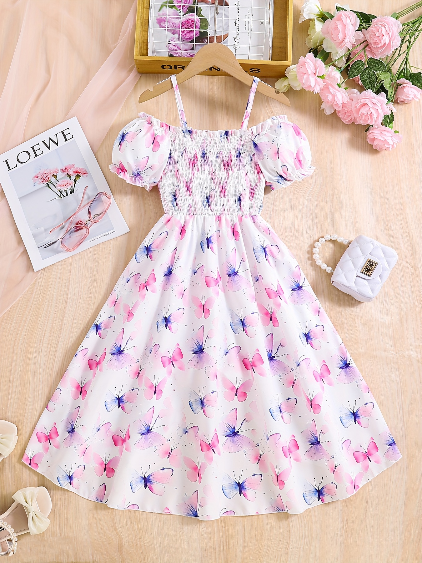 girls dress print sweet stylish 2025 summer outing Temu Mauritius
